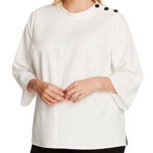 NWT Vince Camuto White Elbow Sleeve Mock Neck Top